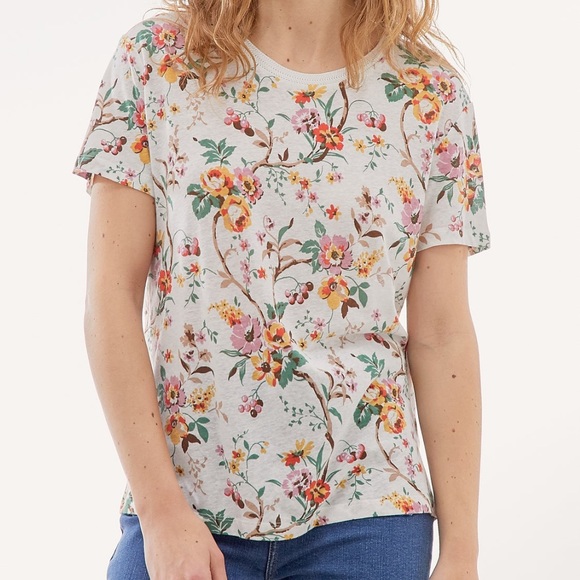 Pablo Paris Teony Floral Cotton Linen Short Sleeve Tee - 3 - L - Picture 1 of 16
